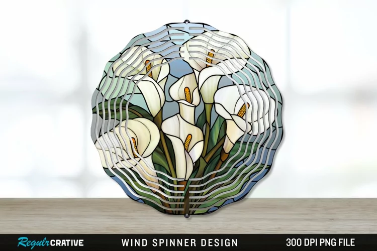 Stained Glass Calla Lily Flowers Wind Spinner Sublimation