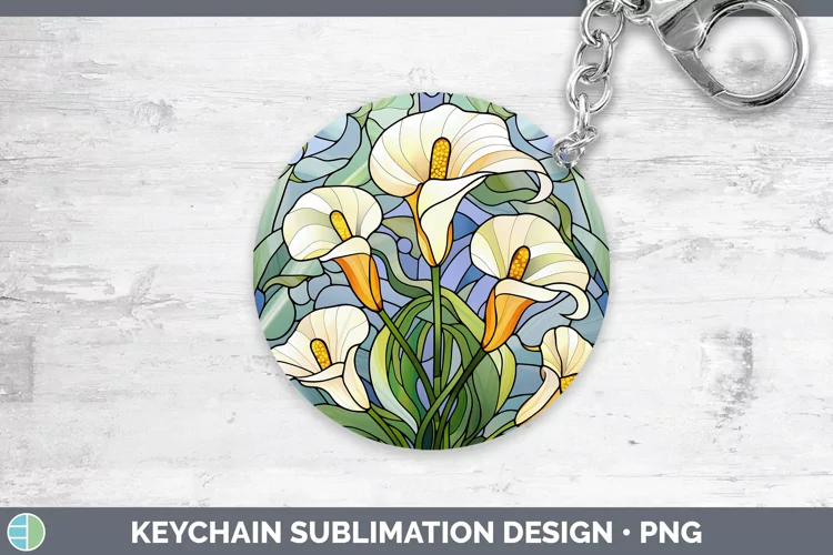 Stained Glass Calla Lily Keychain Sublimation Keyring Design