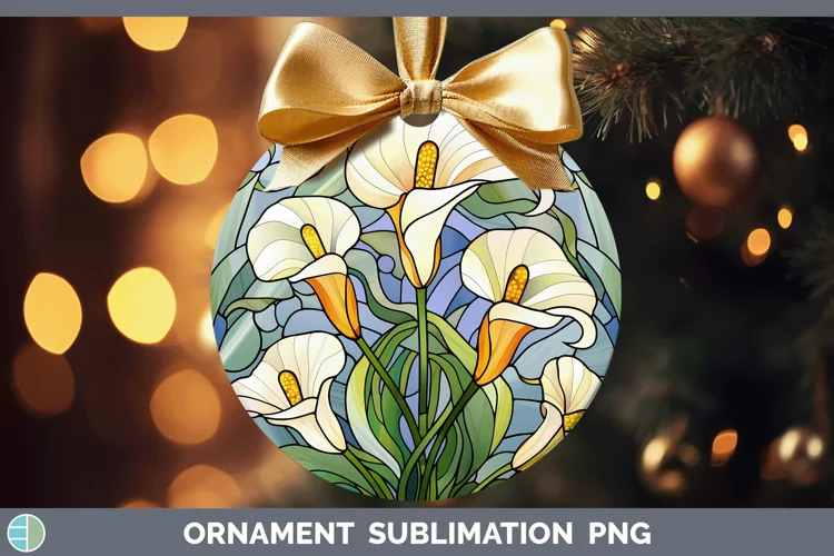 Stained Glass Calla Lily Ornament Sublimation Bauble Designs