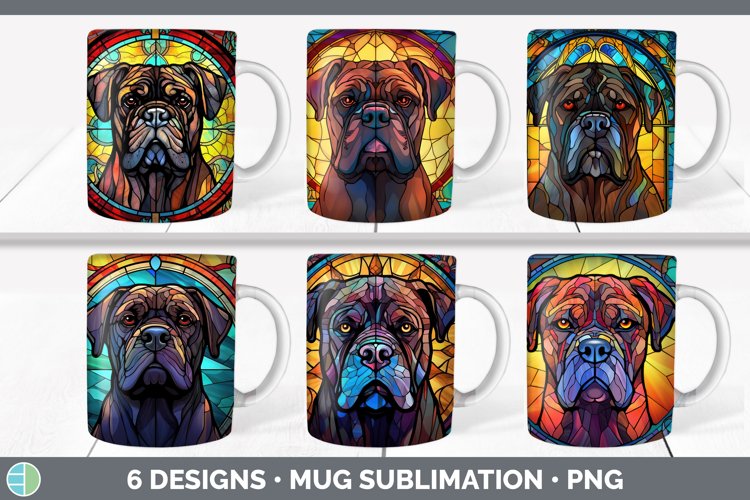 Bundle of six Painted Glass Cane Corsos Mug Wrap designs.