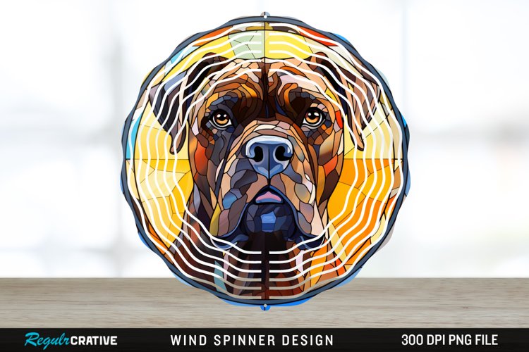 Stained Glass Cane Corso Dog Wind Spinner Sublimation PNG