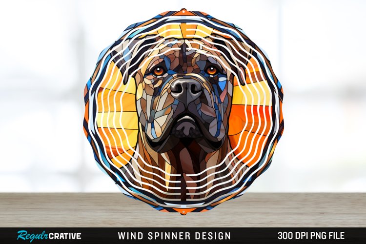 Stained Glass Cane Corso Dog Wind Spinner Sublimation PNG