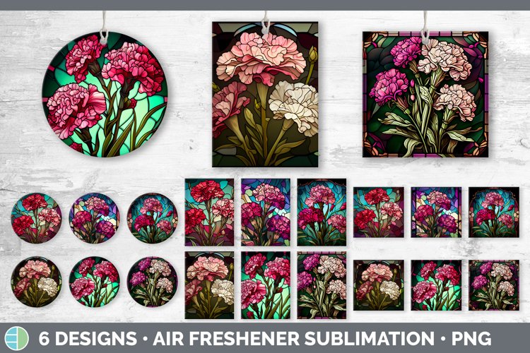 Stained Glass Carnation Flowers Air Freshener Sublimation