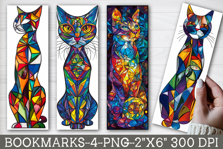 Stained Glass Cat Printable Bookmark