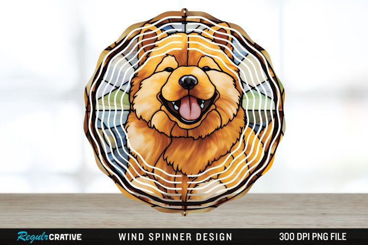 Stained Glass Chow Chow Dog Wind Spinner Sublimation PNG