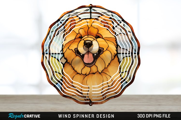 Stained Glass Chow Chow Dog Wind Spinner Sublimation PNG