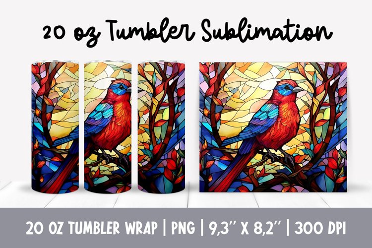 Stained Glass Christmas Tumbler Sublimation |3d Bird
