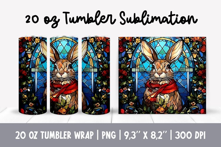 Stained Glass Christmas Tumbler Sublimation |3d Bunny