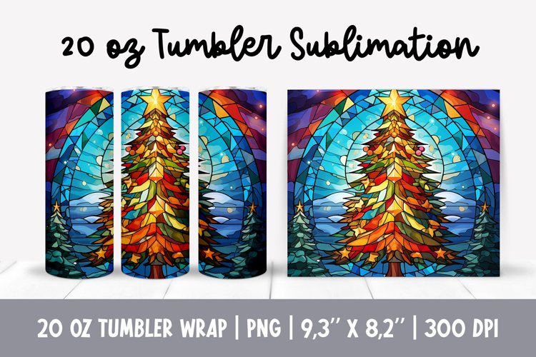 Stained Glass Christmas Tumbler Sublimation | Christmas Tree