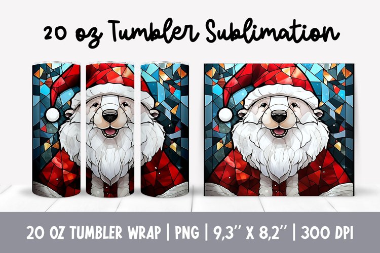 Stained Glass Christmas Tumbler Sublimation | White Bear