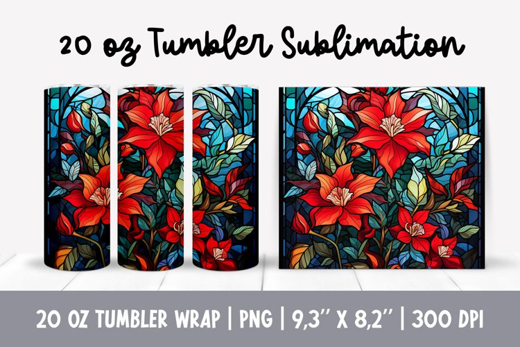 Stained Glass Christmas Tumbler Sublimation | Flowers