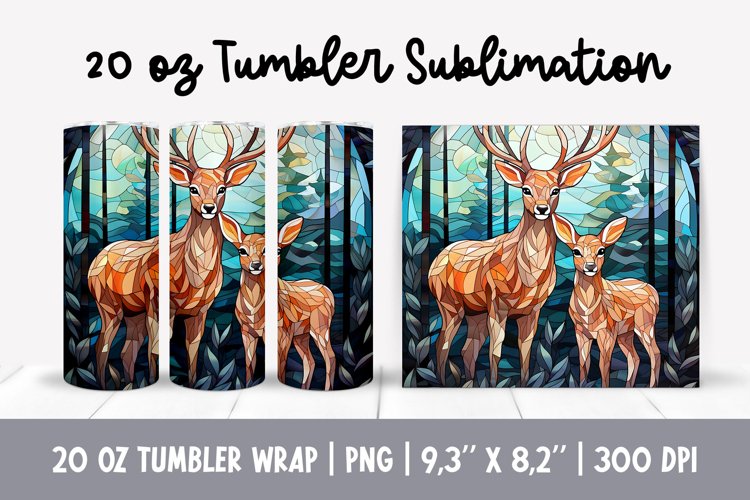 Stained Glass Christmas Tumbler Sublimation | Deer