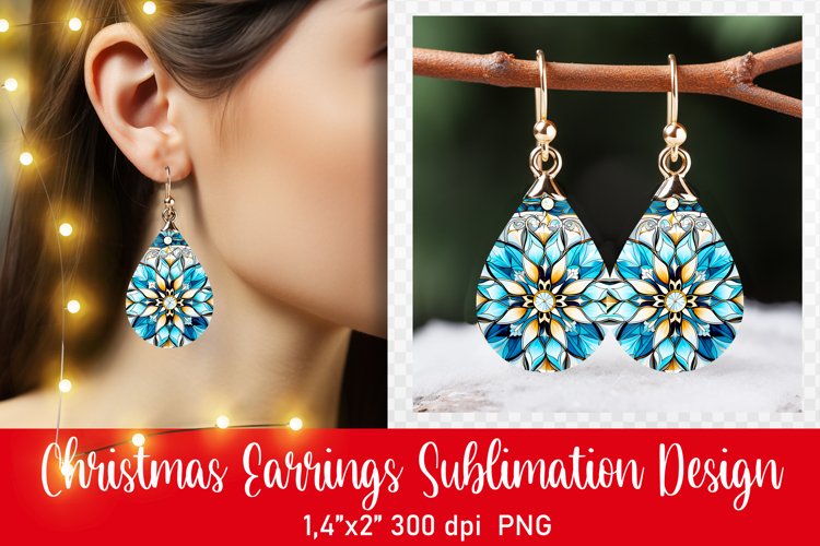 Stained Glass Christmas Earrings Sublimation|PNG
