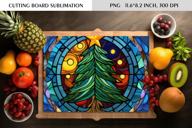 Stained Glass Christmas Tree|Cutting Board Sublimation