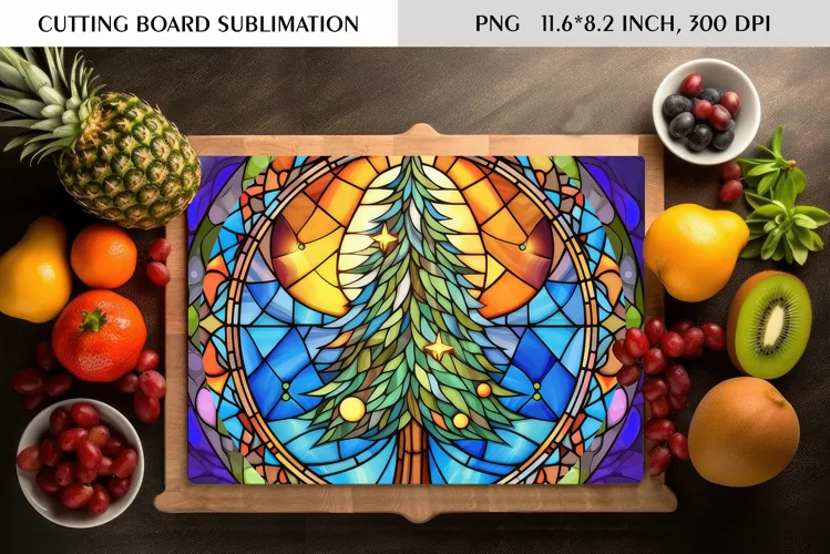Stained Glass Christmas Tree|Cutting Board Sublimation