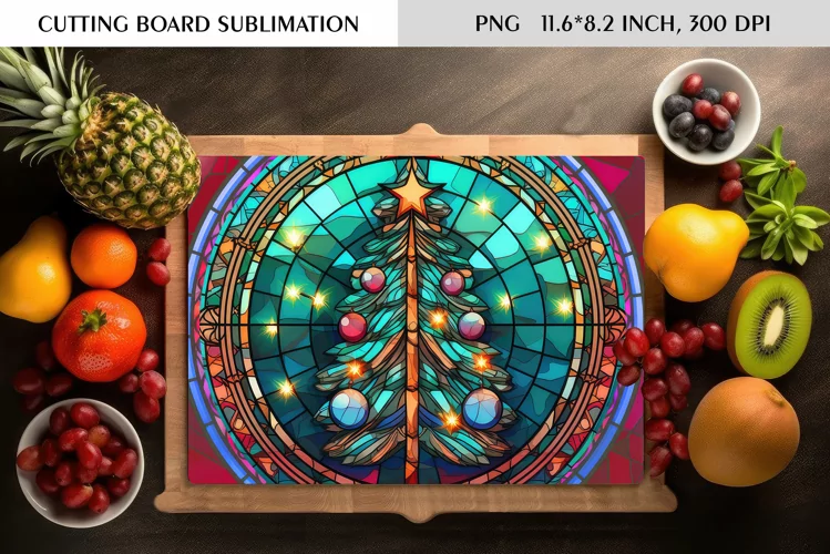 Stained Glass Christmas Tree|Cutting Board Sublimation