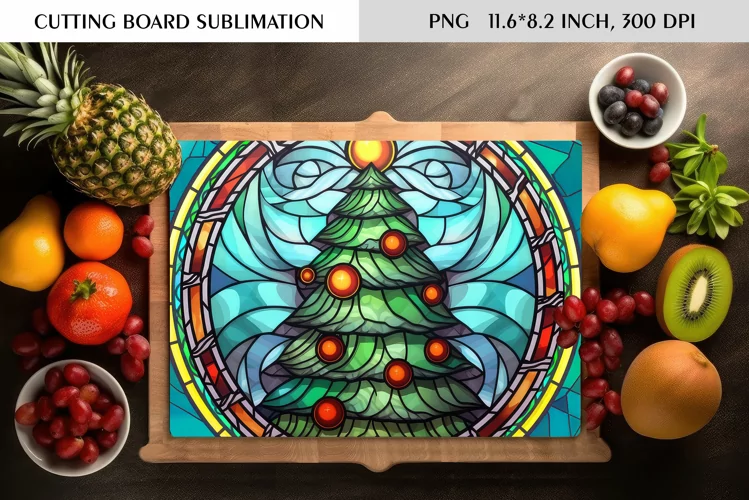 Stained Glass Christmas Tree|Cutting Board Sublimation