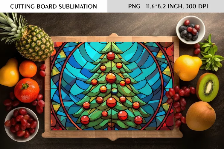 Stained Glass Christmas Tree|Cutting Board Sublimation