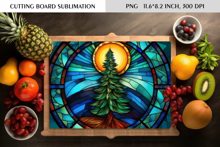 Stained Glass Christmas Tree|Cutting Board Sublimation