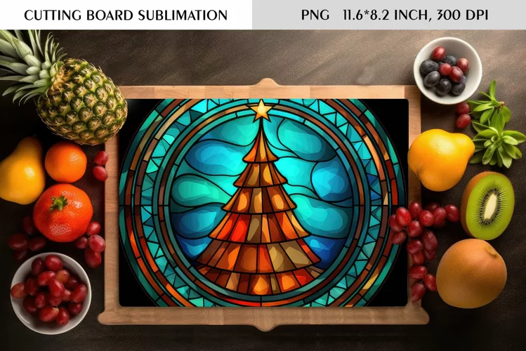 Stained Glass Christmas Tree|Cutting Board Sublimation