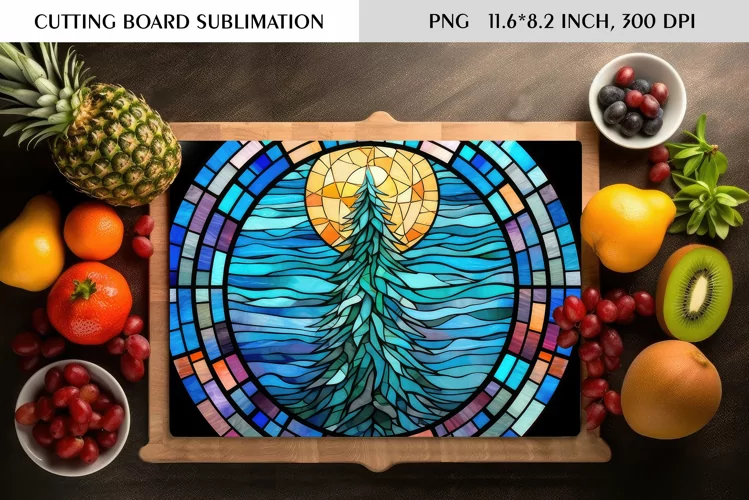Stained Glass Christmas Tree|Cutting Board Sublimation