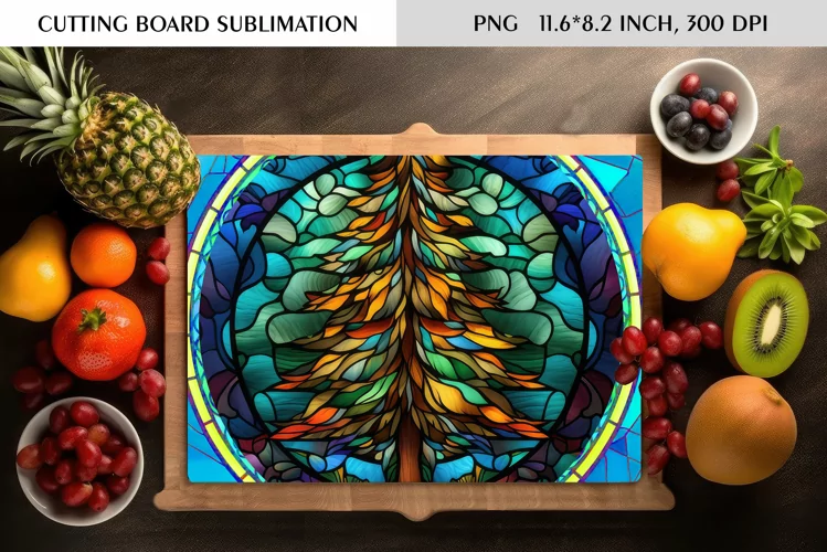 Stained Glass Christmas Tree|Cutting Board Sublimation