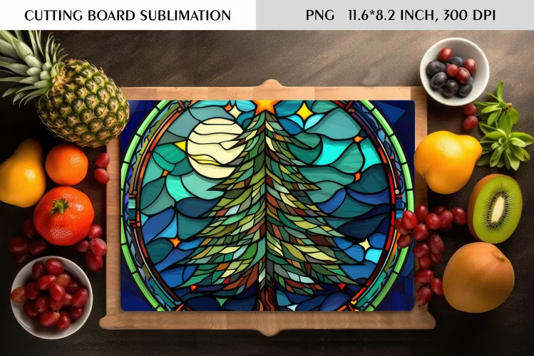 Stained Glass Christmas Tree|Cutting Board Sublimation