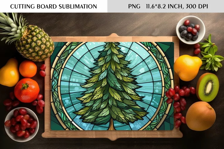 Stained Glass Christmas Tree|Cutting Board Sublimation