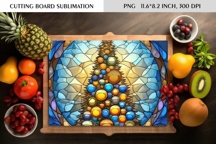 Stained Glass Christmas Tree|Cutting Board Sublimation