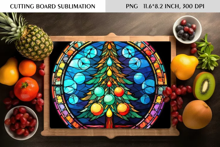 Stained Glass Christmas Tree|Cutting Board Sublimation