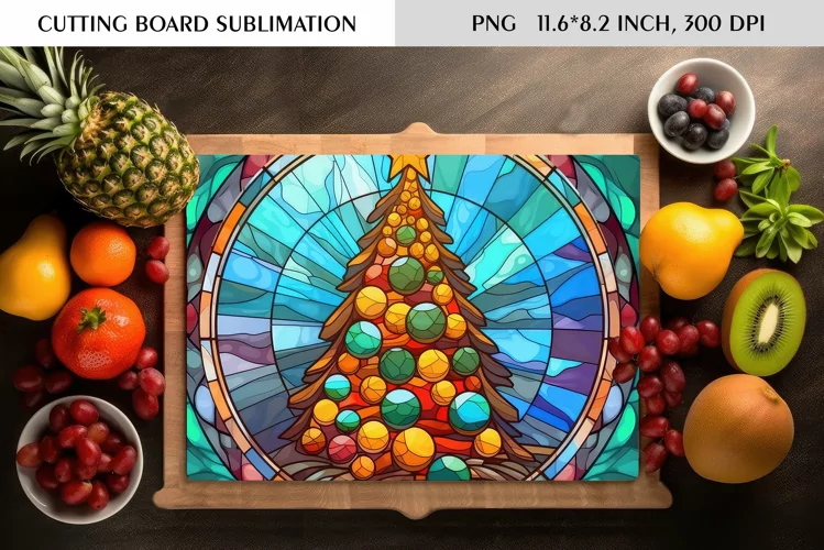 Stained Glass Christmas Tree|Cutting Board Sublimation