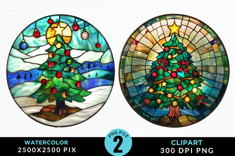 Stained Glass Christmas Tree Sublimation PNG Clipart