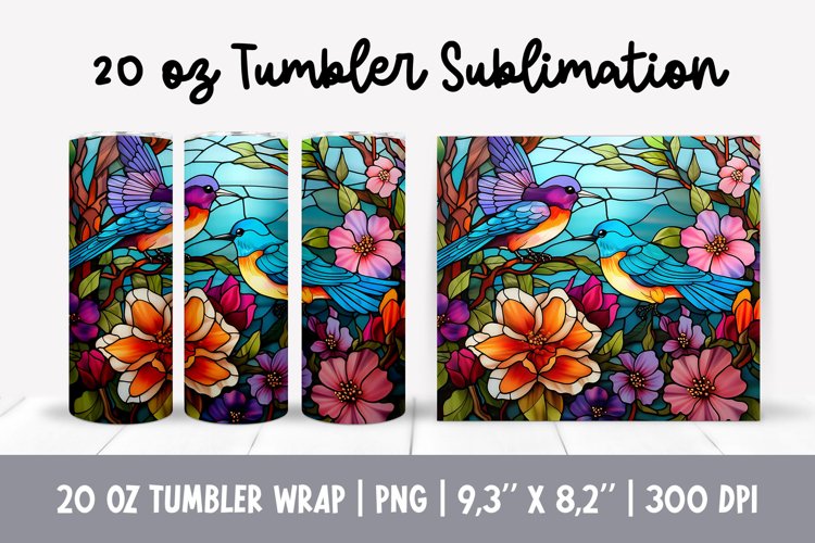 Stained Glass Flowers Sublimation | Floral Tumbler Wrap