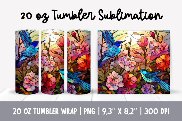 Stained Glass Flowers Sublimation | Floral Tumbler Wrap