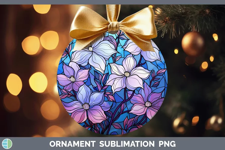 Stained Glass Clematis Ornament Sublimation Bauble Designs