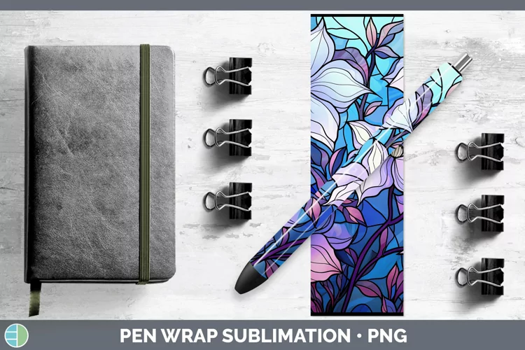 Stained Glass Clematis Pen Wrap Sublimation Epoxy Pen Design