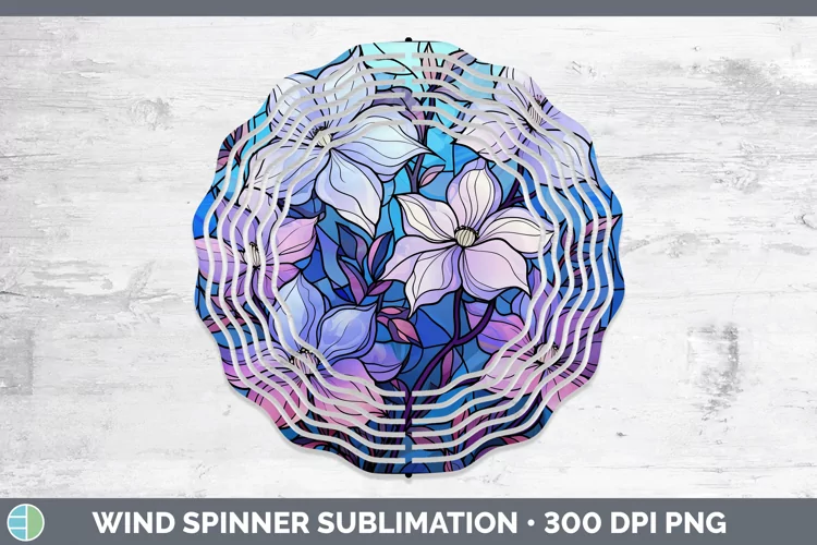 Stained Glass Clematis Wind Spinner Sublimation Spinner Desi