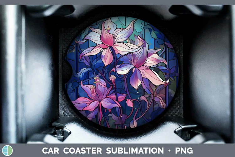Stained Glass Columbine Car Coaster Sublimation Coaster Desi