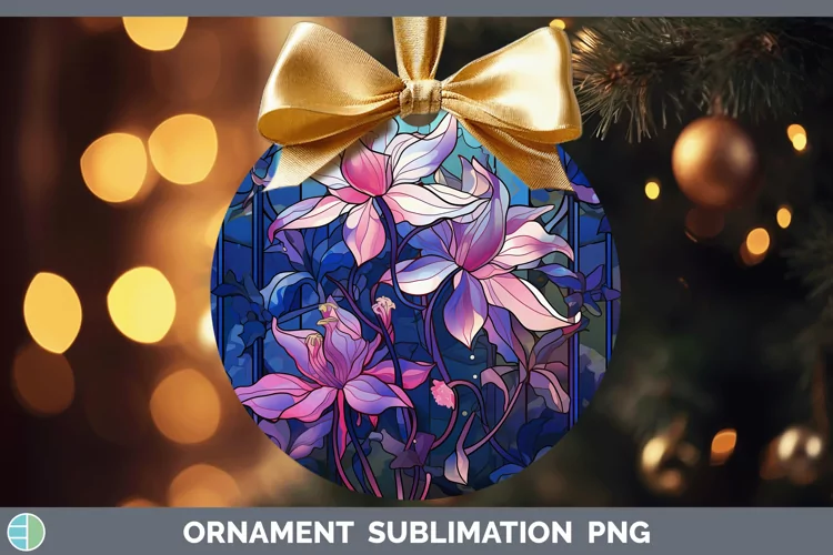 Stained Glass Columbine Ornament Sublimation Bauble Designs