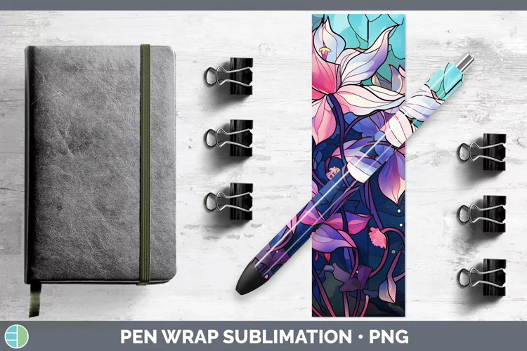 Stained Glass Columbine Pen Wrap Sublimation Epoxy Pen Desig