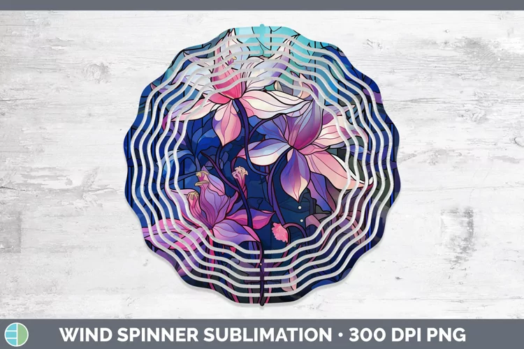 Stained Glass Columbine Wind Spinner Sublimation Spinner Des