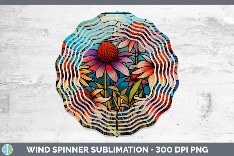 Stained Glass Coneflower Wind Spinner Sublimation Spinner De