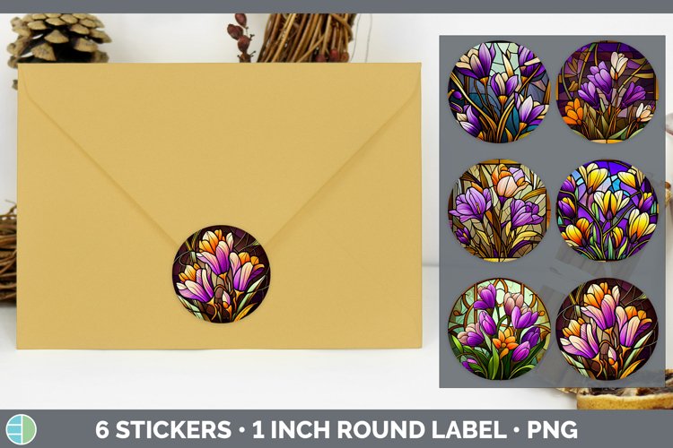 Bundle of six Floral Crocuses Stickers designs.