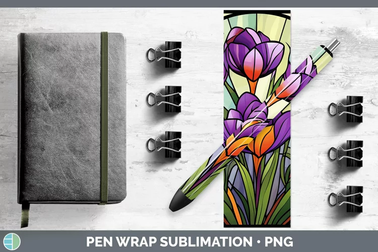Stained Glass Crocus Pen Wrap Sublimation Epoxy Pen Designs