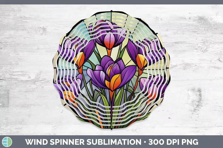 Stained Glass Crocus Wind Spinner Sublimation Spinner Design