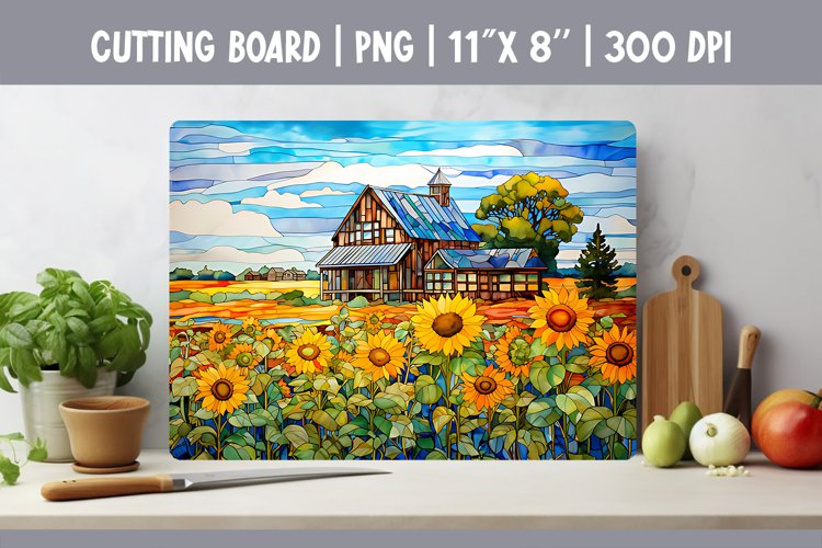 Stained Glass Farmhouse Kitchen Cutting Board Sublimation