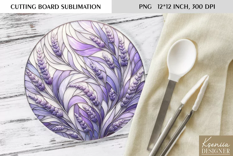 Flower Stained Glass| Round Cutting Board Sublimation
