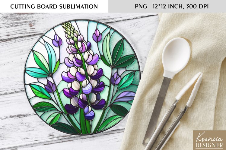 Flower Stained Glass| Round Cutting Board Sublimation example image 1