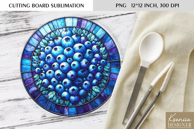 Berry Stained Glass| Round Cutting Board Sublimation