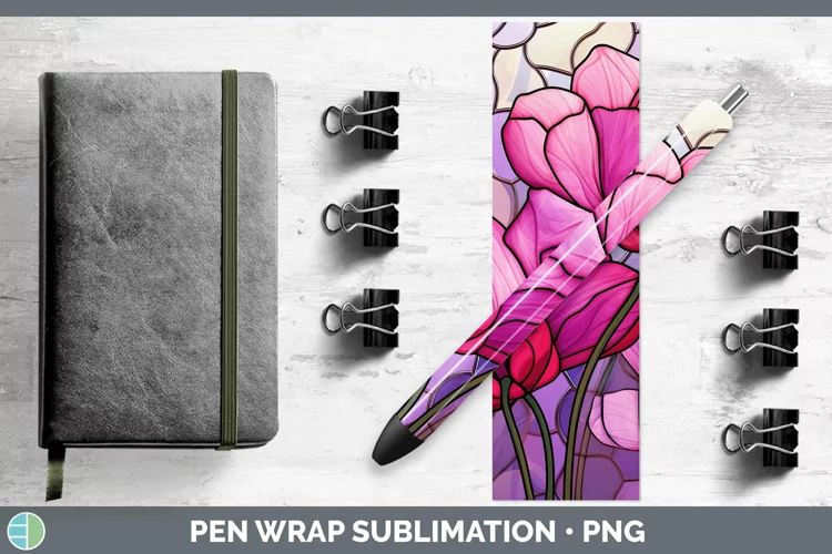 Stained Glass Cyclamen Pen Wrap Sublimation Epoxy Pen Design